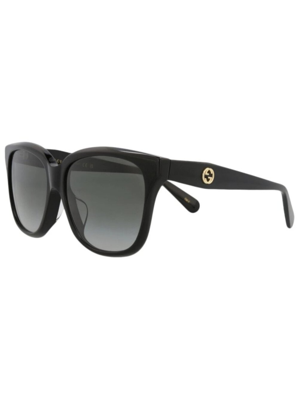 New Gucci Women's Sunglasses Square Rectangle Acetate Frame Black Black Grey